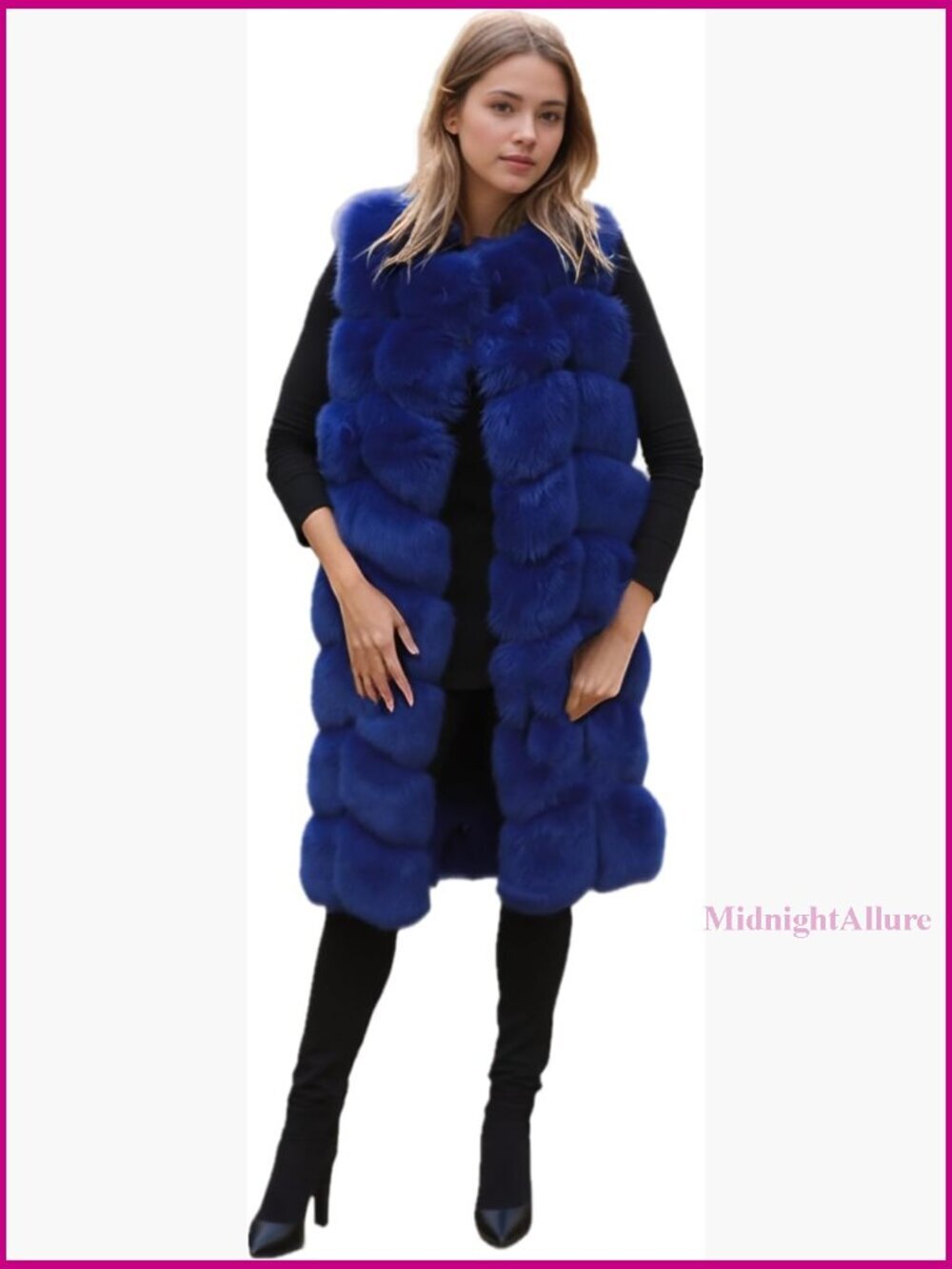 Sleeveless Faux Fur Vest Slim Fit Medium Length Winter Coat